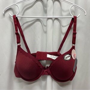 Sofra 34C red bra underwired padded comfort lace new with tags